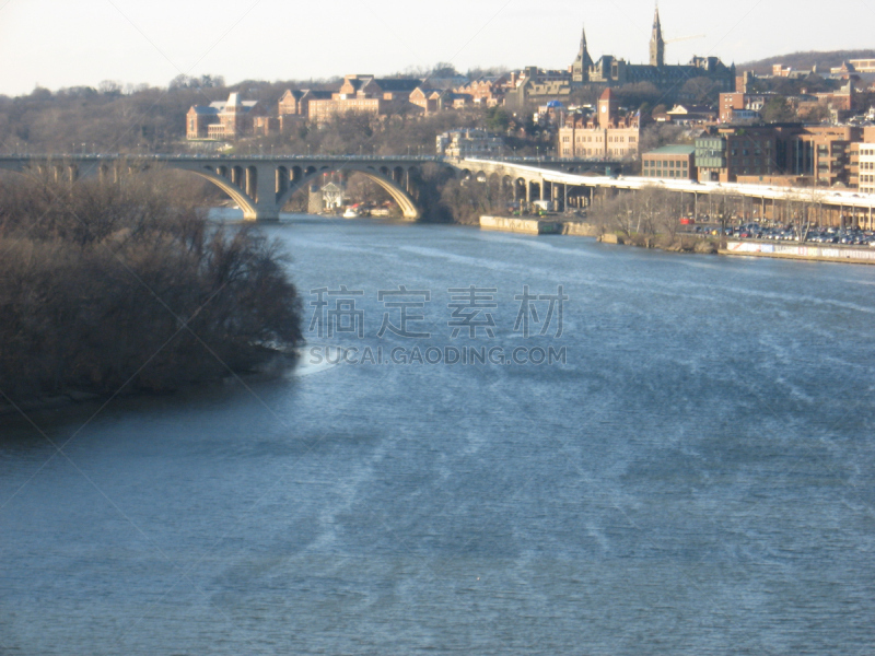 key bridge,华盛顿特区,美国中大西洋地区,波托马克河,美国,水平画幅,无人,河流,乔治敦,乔治镇