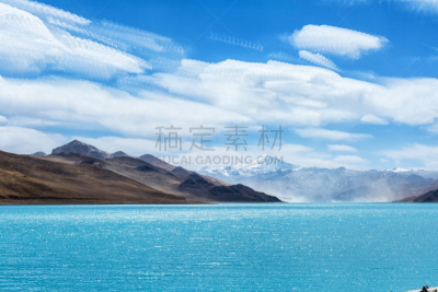 灵性,雪,湖,山,yamdrok yamtso,水,天空,水平画幅,无人,户外