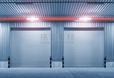 百叶窗,门,卷帘,荧光灯,新的,仓库,水平画幅,墙,易接近性,夜晚