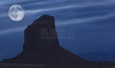 月亮,纪念碑谷部落公园,在上面,天空,公园,水平画幅,沙子,夜晚,无人,连指手套