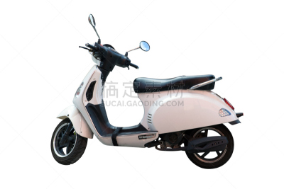 小型摩托车,白色,骑自行车,摩托车,水平画幅,复古风格,陆用车,背景分离,摄影