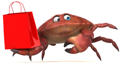 绘画插图,螃蟹,三维图形,水平画幅,膳食,海产,卡通,锯缘青蟹,商业金融和工业,晚餐