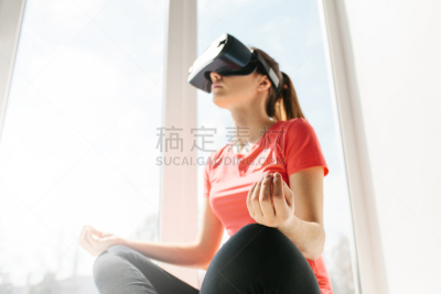 未来,运动,技术,儿童,有氧运动法,概念,强迫性的,虚拟现实,一个人