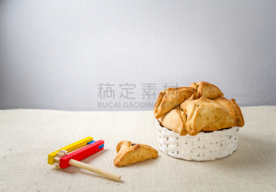 普林节,光明节,水平画幅,无人,符号,烘焙糕点,甜点心,犹太节日三角糕,食品