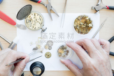 表,钟表匠,水平画幅,带子,珠宝,时间,金属,钟,工匠,准确