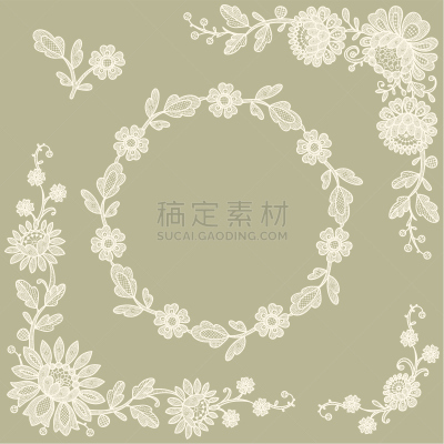 花边,边框,角度,法式印花布,裁缝用具,装饰桌巾,纹理效果,纺织品,绘画插图,在边上