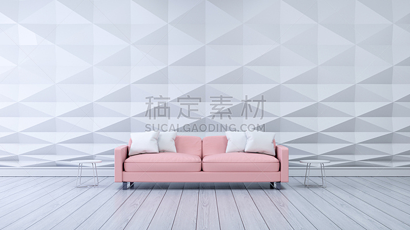 室内设计师,沙发,现代,墙,粉色,白色,住宅房间,三维图形,空的