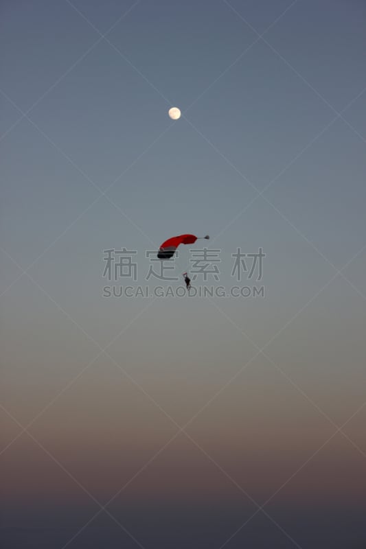 降落伞运动,海滩,观众,地形,户外,夜晚,夏天,多色的,黄色,热