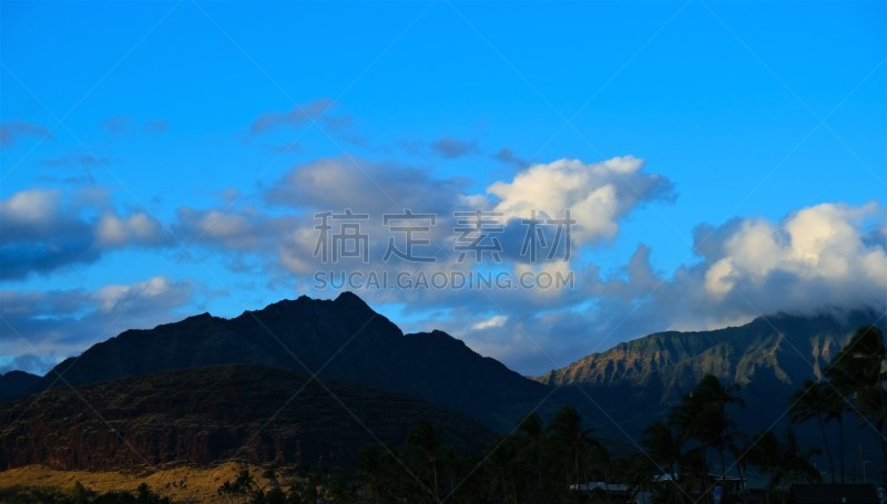 海岸线,山脉,瓦安娜海岸,夏威夷,瓦胡岛,山,太平洋岛屿,热带气候,云,泻湖