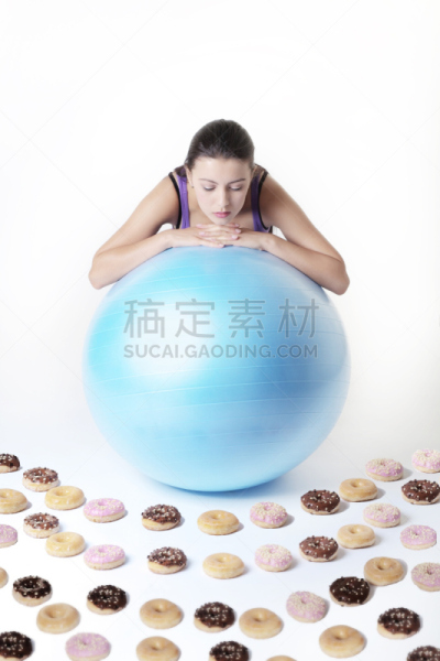 多纳圈,可爱的,球,运动,偏好,蛋糕,食品,健康,严词拒绝,女人