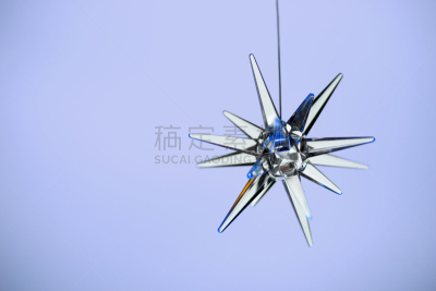 蓝色,星星,留白,水平画幅,无人,led灯,玻璃,特写,圣诞装饰物