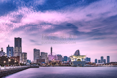横滨,夜晚,海港,山下公园,横滨高速铁路,办公园区,摩天轮,神奈川县,天空,水平画幅