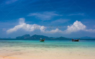 传统,蓝塔岛,泰国,海滩,长尾船,水,天空,美,度假胜地,水平画幅