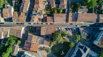 古老的,居住区,在上面,都市风景,屋顶,城镇,街道,房屋,航拍视角,背景