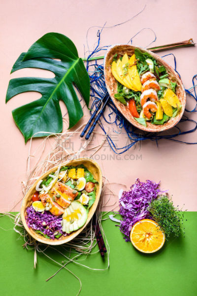 三文鱼,鳄梨,碗,芒果,prepared ahi,虾,菜单,稻,厨房,鱼类
