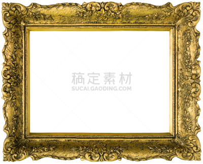 背景分离,边框,黄金,金叶,剪贴路径,华丽的,空的,一个物体,华贵,复古风格