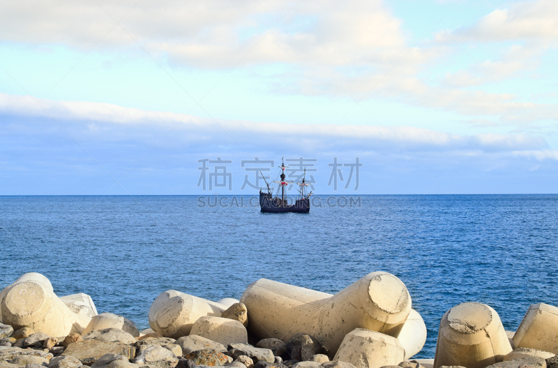 大西洋,马德拉,古老的,客船,水,天空,水平画幅,海港,大西洋群岛,旅行者