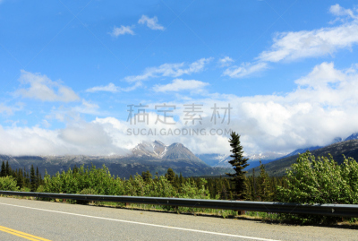 公路,山景城,卡克罗斯,不列颠哥伦比亚山脉,育空地区,绿化隔离带,卷积云,太平洋海岸山脉,天空,水平画幅