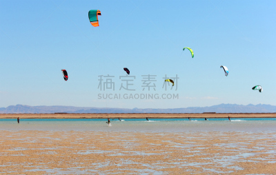 冲浪风筝,达哈巴,高崖跳伞,滑雪板,风筝,水,天空,风,休闲活动,水平画幅