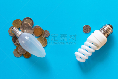 灯,蓝色背景,能源,储蓄,节能灯泡,水平画幅,形状,智慧,太空,电灯泡