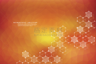 神经元,分子结构,脱氧核糖核酸,绘画插图,矢量,分子,背景,科学,六边形,健康保健