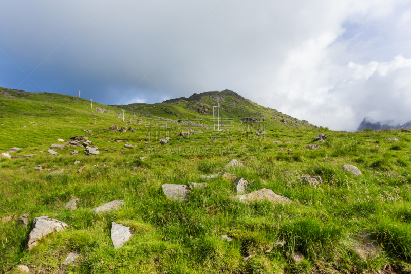 挪威,斯堪的纳维亚半岛,草地, 罗弗敦群岛 ,地形,山,自然美,云景,电力线,诺尔兰德