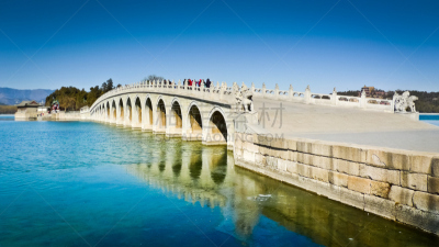 十七孔桥,旅游目的地,水平画幅,昆明湖,建筑,无人,宫殿,符号,建筑外部,户外