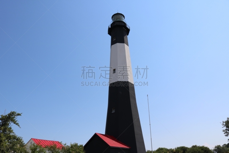 太壁岛灯塔,天空,水平画幅,无人,蓝色,灯塔楼,乔治亚州,美国南部,太壁岛,摄影