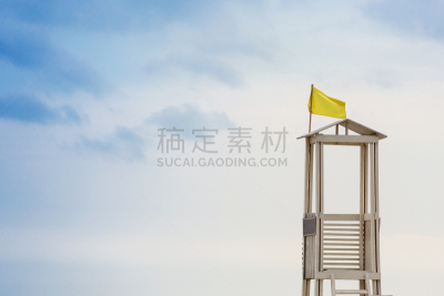 天空,救生员,海滩,木制,了望塔,云,自然,水,水平画幅,地形