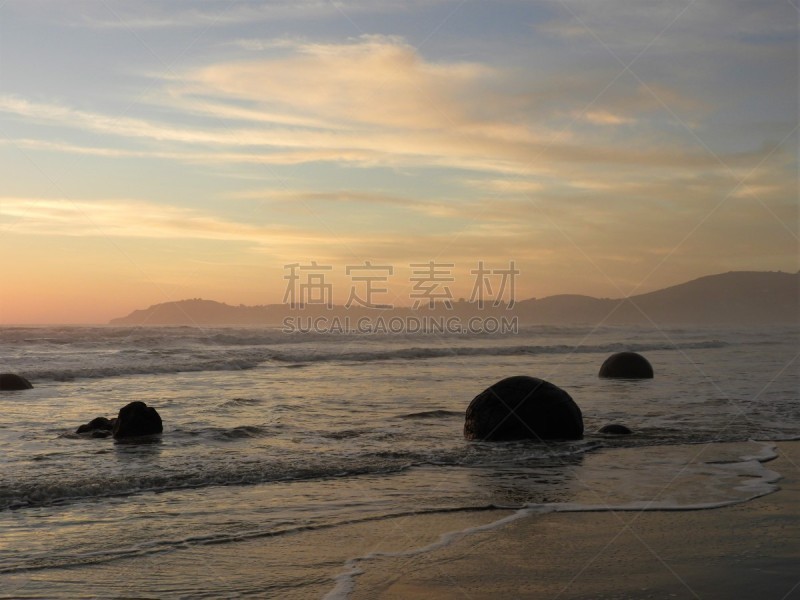 摩拉基大圆石,新西兰,天空,沙子,夏天,oamaru,海滩,风景,新西兰南岛,岩石