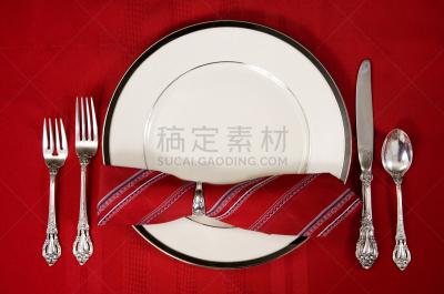 桌布,餐巾,银餐具,红色,高雅,瓷器,餐位,饮料,华丽的,餐刀