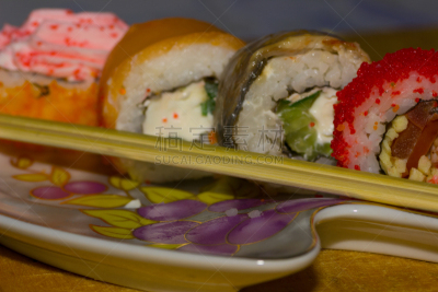 寿司,食品,盘子,小圆面包,棍,传统,蔬菜,寿司卷,多样