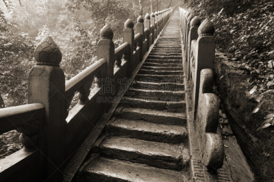 楼梯,金庙,单色的衣服,武当山,太极,中国功夫,佛教,灵性,道教,禅宗