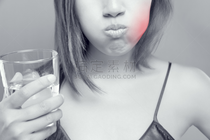 人的牙齿,口腔卫生,痛苦,女人,女性,特写,沮丧,牙痛,触摸