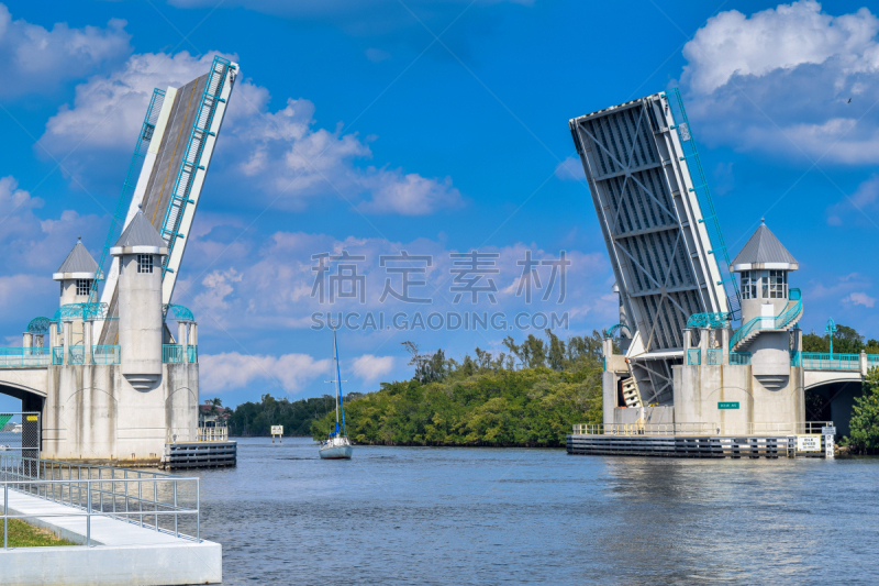 大西洋近岸内河道,桥,易接近性,天空,美国,水平画幅,无人,蓝色,路,大西洋