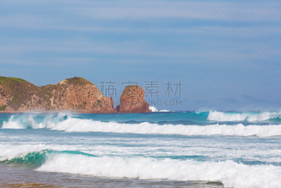 尤勒尔迈角,岩层,尖峰,菲利普岛,水平画幅,沙子,无人,户外,戏剧性的天空,海滩