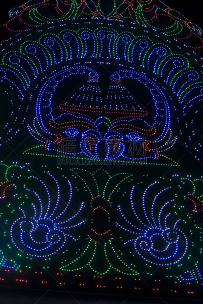 发光二级管,甘尼许节,夜晚,事件,加那西,垂直画幅,图像,印度教,多色的,无人
