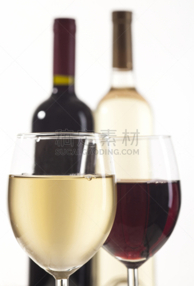 白色,酒瓶,红色,玻璃杯,垂直画幅,葡萄酒,留白,含酒精饮料,干的,饮料