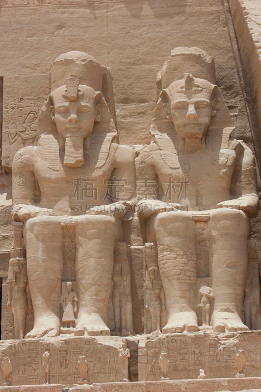 Rameses II,阿布辛比尔,雕像,垂直画幅,天空,墙,古老的,巨大的,埃及,坐