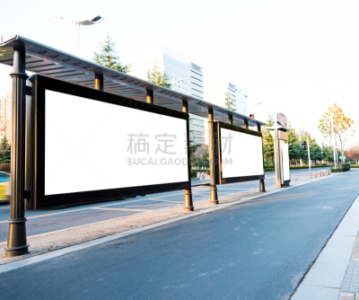 公共汽车站,布告栏,空白的,公车站,公共交通,路边,留白,水平画幅,无人
