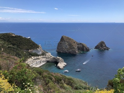 庞扎,岛,船,海洋生命,客船,著名景点,海岸线,地中海,水湾,夏天