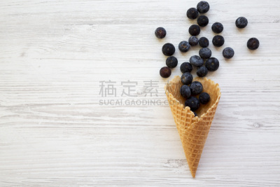 蓝莓,木制,白色,华夫饼干,高视角,在上面,风景,冰淇淋蛋卷,平铺,上装