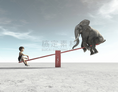 象,儿童,三维图形,绘画插图,平衡折角灯,摇椅,商务,超现实主义的,比例,背景分离