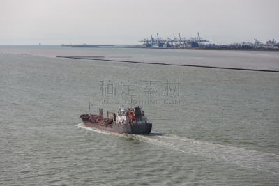 海港,勒哈费尔,河流,法国,塞纳河,货船,水,水平画幅,诺曼底大桥,运河