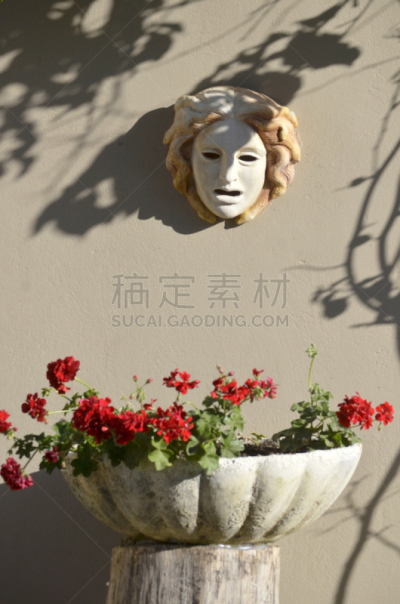 石材,贝壳,垂直画幅,灯笼,夏天,面具,户外,特写,花束,希腊