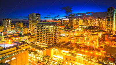 城市,夜晚,威基基,暗色,太平洋岛屿,照明设备,曙暮光,热带气候,云,著名景点