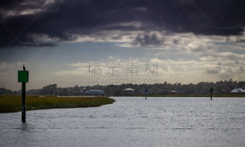 暗色,运河,天空,暴风雨,气候,水平画幅,云,赖茨维尔海滩,无人,海岸地形