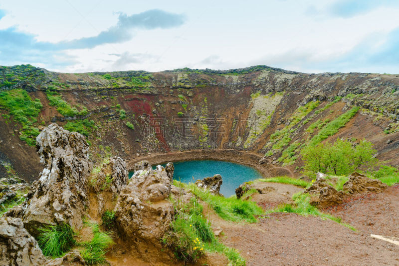 湖,火山口,水,天空,水平画幅,火山地形,巨大的,旅行者,夏天,户外