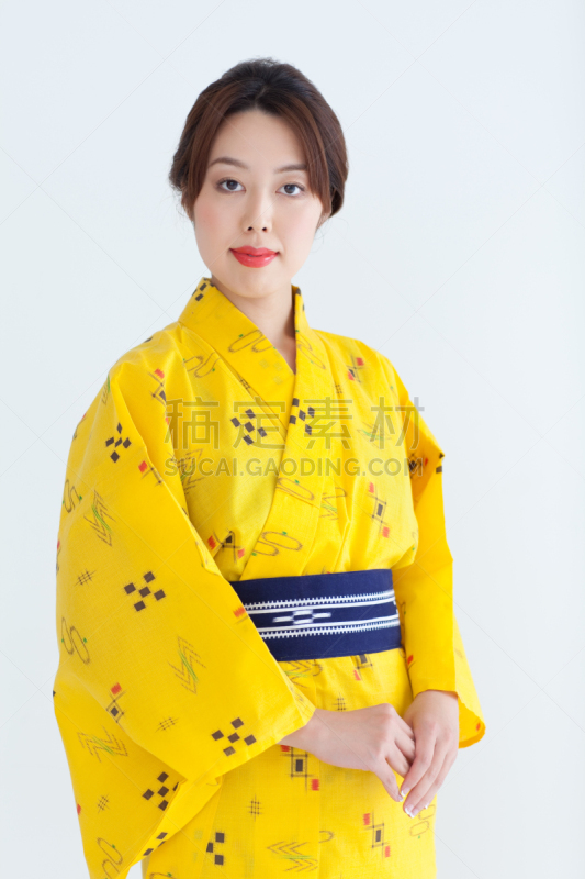 便装和服,日本人,和服,女人,垂直画幅,美,半身像,注视镜头,紧握双手,美人