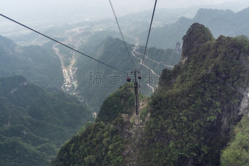 蜿蜒,天门山,马歇尔爱普尔怀特,张家界,山路,空中缆车,美,水平画幅,户外,山